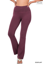 Load image into Gallery viewer, Plus Premium Cotton Fold Over Yoga Flare Pants
