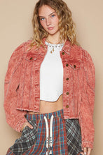 Load image into Gallery viewer, POL Raw Hem Button Up Cropped Denim Jacket
