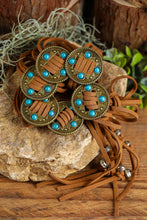 Load image into Gallery viewer, Chestnut Western Turquoise Decor Layered String Tassel Belt
