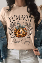 Load image into Gallery viewer, Khaki PUMPKIN Patch Girly Leopard Bowknot Pumpkin Graphic T Shirt
