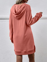 Load image into Gallery viewer, Slit Long Sleeve Hooded Dress with Pocket
