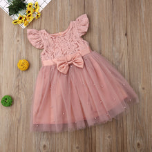 Load image into Gallery viewer, Toddler / Kids -  Girls Sleeveless Pearl Toole Dress with Bow
