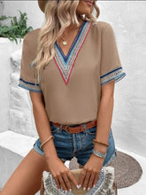 Load image into Gallery viewer, Full Size V-Neck Short Sleeve Blouse
