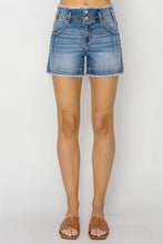 Load image into Gallery viewer, RISEN High Rise Seam Detailed Raw Edge Denim Shorts
