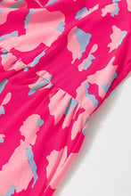 Load image into Gallery viewer, Pink Abstract Printed Puff Short Sleeve Tiered Loose Dress
