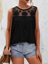 Load image into Gallery viewer, Lace Detail Round Neck Tank
