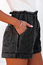 Load image into Gallery viewer, Paperbag Waist Denim Shorts with Pockets
