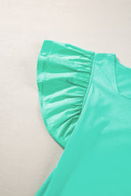 Load image into Gallery viewer, Mint Green Flutter Sleeve Square Neck Top
