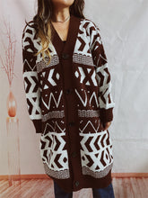 Load image into Gallery viewer, Geometric Button Front Longline Cardigan
