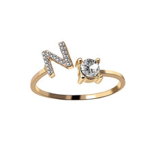 Load image into Gallery viewer, Womens New Design Adjustable 26 Initial Letter Ring Fashion Simple Elegant Jewelry
