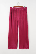 Load image into Gallery viewer, Rose Red Plus Size Ribbed Long Sleeve Shirt and Pants Pajama Set
