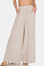 Load image into Gallery viewer, Zenana Pleated Linen Blend Wide Leg Pants
