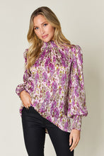 Load image into Gallery viewer, Double Take Full Size Printed Smocked Long Sleeve Blouse
