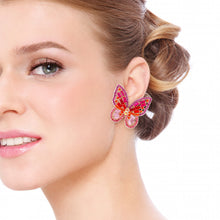 Load image into Gallery viewer, Alloy Inlaid Rhinestone Butterfly Earrings
