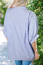 Load image into Gallery viewer, Sky Blue Stripe Dolman Sleeve Oversize Shirt
