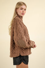 Load image into Gallery viewer, VERY J Fuzzy Fleece Half Zip Cable Pattern Sweatshirt

