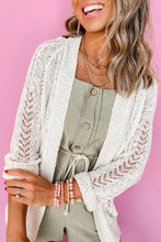 Load image into Gallery viewer, White Plus Size Eyelet Knit Open Front Cardigan
