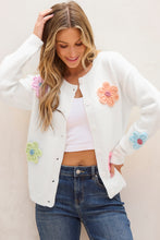 Load image into Gallery viewer, Pink Cute Knitted Floral Pattern Button Up Cardigan
