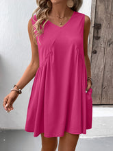 Load image into Gallery viewer, Ruched V-Neck Sleeveless Mini Dress
