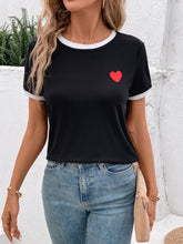 Load image into Gallery viewer, Heart Round Neck Short Sleeve T-Shirt
