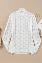 Load image into Gallery viewer, White Floral Lace High Neck Long Sleeve Top
