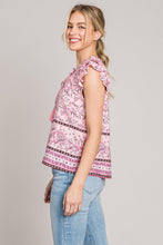 Load image into Gallery viewer, Cotton Bleu by Nu Lab Print Ruffle Sleeve Detail Blouse
