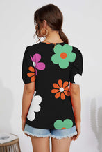 Load image into Gallery viewer, Flower Round Neck Short Sleeve Blouse
