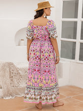 Load image into Gallery viewer, Plus Size Printed Square Neck Ruffle Hem Dress
