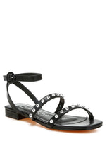 Load image into Gallery viewer, Flippity Studded Ankle Strap Flat Sandals
