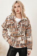 Load image into Gallery viewer, Brown Aztec Print Flap Pocket Button-up Jacket
