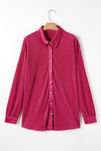 Load image into Gallery viewer, Rose Red Plus Size Ribbed Long Sleeve Shirt and Pants Pajama Set
