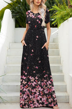 Load image into Gallery viewer, Printed Round Neck Short Sleeve Maxi Dress
