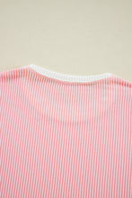 Load image into Gallery viewer, Pink Corded Colorblock Long Sleeve Top and Shorts Set
