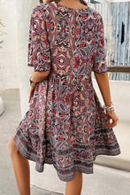 Load image into Gallery viewer, Printed V-Neck Half Sleeve Mini Dress
