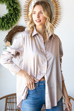 Load image into Gallery viewer, First Love Full Size Ditsy Dot Button Down Collared Satin Shirt
