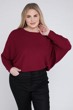 Load image into Gallery viewer, Plus Ribbed Batwing Long Sleeve Boat Neck Sweater
