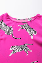 Load image into Gallery viewer, Rose Tiger Pattern Flutter Sleeve Crew Neck Blouse
