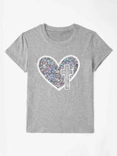 Load image into Gallery viewer, Graphic Heart Round Neck Short Sleeve T-Shirt
