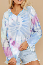 Load image into Gallery viewer, Drawstring Tie-Dye Long Sleeve Hoodie
