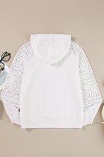 Load image into Gallery viewer, White Lace Patchwork Sleeve Drawstring Hoodie
