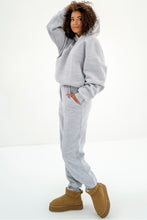 Load image into Gallery viewer, Gray Solid Exposed Seams Hoodie and Joggers Activewear Set
