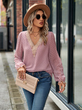 Load image into Gallery viewer, Swiss Dot V-Neck Long Sleeve Blouse
