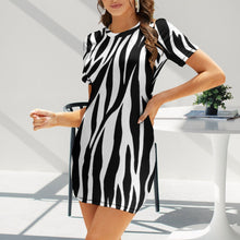 Load image into Gallery viewer, Ti Amo I love you - Exclusive Brand  - Zebra - Crew Neck Short Sleeve Dress - Sizes S-2XL
