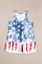 Load image into Gallery viewer, Blue Vintage Washed Flag Print Shift Tank Top
