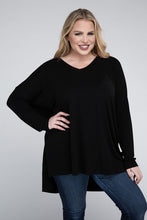 Load image into Gallery viewer, Plus Dolman Sleeve V-Neck Side Slit Hi-Low Hem Top
