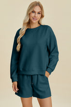 Load image into Gallery viewer, Double Take Full Size Texture Round Neck Long Sleeve Top and Shorts Set
