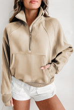 Load image into Gallery viewer, Flamingo Fleece Lined Zip Up Stand Collar Thumbhole Sleeve Sweatshirt
