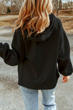 Load image into Gallery viewer, Black Sequined Football Pattern Pocketed Zipper Hooded Jacket
