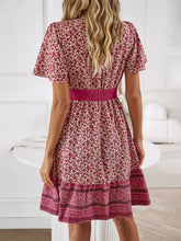 Load image into Gallery viewer, Devine Floral Smocked Waist Short Sleeve Mini Dress
