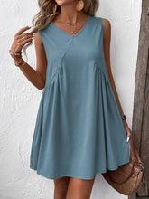 Load image into Gallery viewer, Ruched V-Neck Sleeveless Mini Dress
